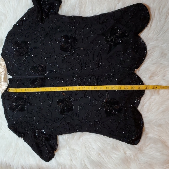 Vintage Stenay 100% SILK black beaded top blouse in excellent condition size L - Picture 7 of 9